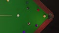 3d render Billiard ball hits the hole view from above Royalty Free Stock Photo