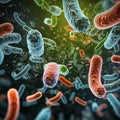 3D render biological micro-organisms bacteria germs viruses wallpaper