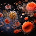 3D render biological micro-organisms bacteria germs viruses wallpaper