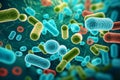 3D render biological micro-organisms bacteria germs viruses wallpaper