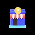 3D Render Bitcoin Store Against Black