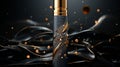 3d render, black cosmetic bottles with golden caps Premium design beauty products set. Royalty Free Stock Photo