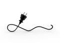 3D render of a black electrical plug isolated on a white background