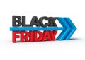 3d render of black friday text with blue arrow on white background Royalty Free Stock Photo