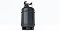 black Gas bottle isolated on white background, Gas tank with lighters holder