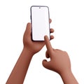 3d render black hands touch smartphone screen