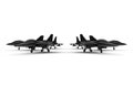 3D render - black jet fighters squadron Royalty Free Stock Photo