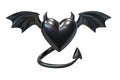 3D render of Black Latex Heart shape with devil wings Royalty Free Stock Photo