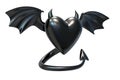 3D render of Black Latex Heart shape with devil wings