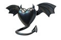 3D render of Black Latex Heart shape with devil wings Royalty Free Stock Photo