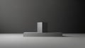 3d render of a black pedestal or podium on a gray background, cube display Royalty Free Stock Photo