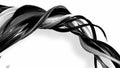 3d render black and white ribbon curved and twisted in ring. Interesting 3d abstract figure that shine like a striped