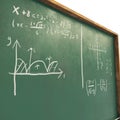 3D render of a blackboard with chemical scribbles and copy space Royalty Free Stock Photo