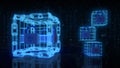 3D render Blockchain technology for security with digital code in abstract background