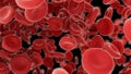 3d render Blood cells flying through arteries on black background