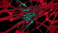 3d render bloom animation of symmetrical multicolor compound poly with struts