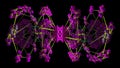 3d render bloom mirror animation of symmetrical multicolor compound poly with struts