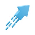 3d render blue arrow icon. 3d render Blue flexible stock arrows up growth icon. Investment, leadership, bussines and