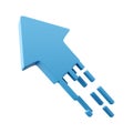 3d render blue arrow icon. 3d render Blue flexible stock arrows up growth icon. Investment, leadership, bussines and