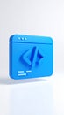 3D Render of a Blue Coding Browser Window Icon on White Background Royalty Free Stock Photo