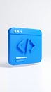 3D Render of a Blue Coding Interface Icon on a White Background Royalty Free Stock Photo