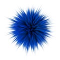 3d render of blue color fluffy Fur Ball isolated on white background. Royalty Free Stock Photo