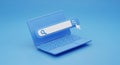 3D Render of a Blue Laptop with a Search Bar and Cursor on a Blue Background computer technology Royalty Free Stock Photo
