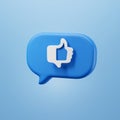 3d render of blue like icon in speech bubble, Social medias concepts with ai