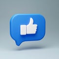 3d render of blue like icon in speech bubble, Social medias concepts with ai