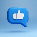 3d render of blue like icon in speech bubble, Social medias concepts with ai