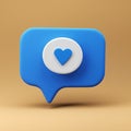 3d render of blue like icon in speech bubble, Social medias concepts with ai