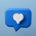 3d render of blue like icon in speech bubble, Social medias concepts with ai