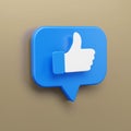 3d render of blue like icon in speech bubble, Social medias concepts with ai