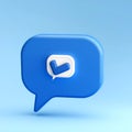 3d render of blue like icon in speech bubble, Social medias concepts with ai