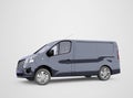3d render blue minibus illustration on gray background with shadow Royalty Free Stock Photo