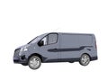 3d render blue minibus illustration on white background no shadow