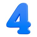 3d render, Blue number 4 on white background Royalty Free Stock Photo