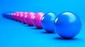 3D Render of Blue and Pink Spheres on Blue Background Royalty Free Stock Photo