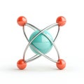3D render blue and red atom Icon isolated on white background Royalty Free Stock Photo