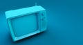 Blue Retro Old Television on darl blue background Royalty Free Stock Photo