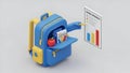 School Progress Backpack, Report Card, Education 3D Render Royalty Free Stock Photo