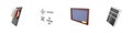 3d render book, mathmetical operations, board, calculator icon set on white background. 3d rendering book, mathmetical