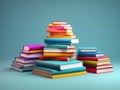 a lot of colorful books isolated on gradient background, book mockup, mockup design Royalty Free Stock Photo