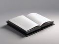 black color open book isolated on gradient dark background, book mockup, mockup design Royalty Free Stock Photo