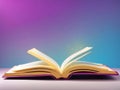 colorful open book isolated on gradient color background, book mockup, mockup design Royalty Free Stock Photo