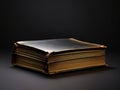 old literature closed book isolated on dark background, black color book, mockup design, 3d render books,. Royalty Free Stock Photo