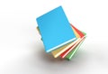 3D Render Books Stack of Book Covers Colorful Textbook Bookmark Pen Tool Created Clipping Path Included in JPEG Easy to Composite Royalty Free Stock Photo