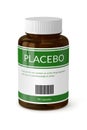 3D render of bottle with placebo pills over white