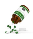 3D render of bottle with placebo pills over white Royalty Free Stock Photo