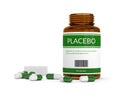 3D render of bottle with placebo pills over white Royalty Free Stock Photo
